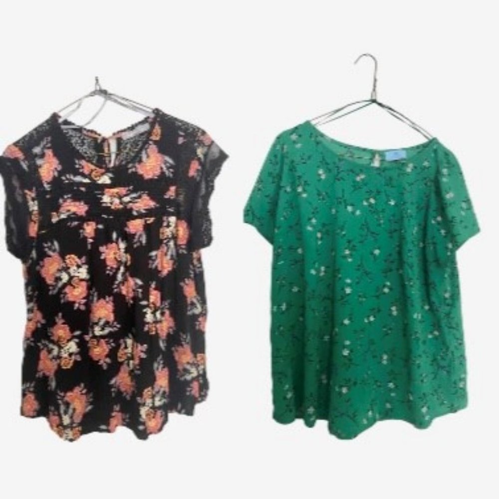 Set of 2 Career Floral Blouses / Tops Size XL